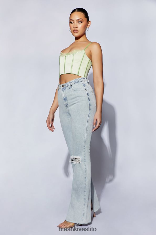 Meshki top corto in pizzo lago vestiario verde pistacchio 6L048P1092