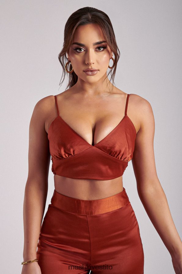 Meshki top corto in raso Ashley vestiario rame 6L048P1204