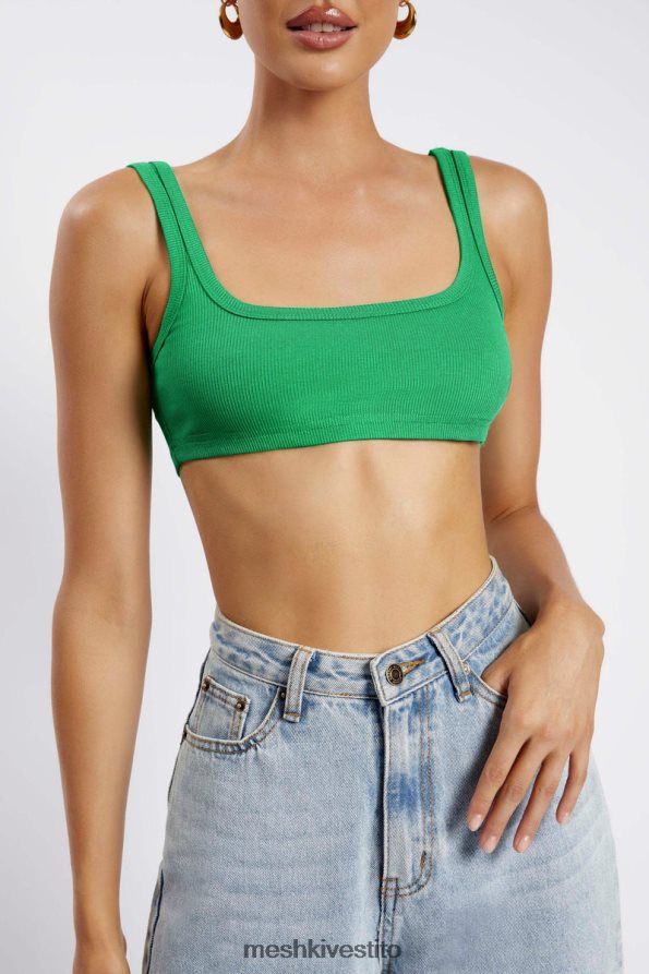 Meshki top corto jackie con scollo rotondo vestiario verde acceso 6L048P1157