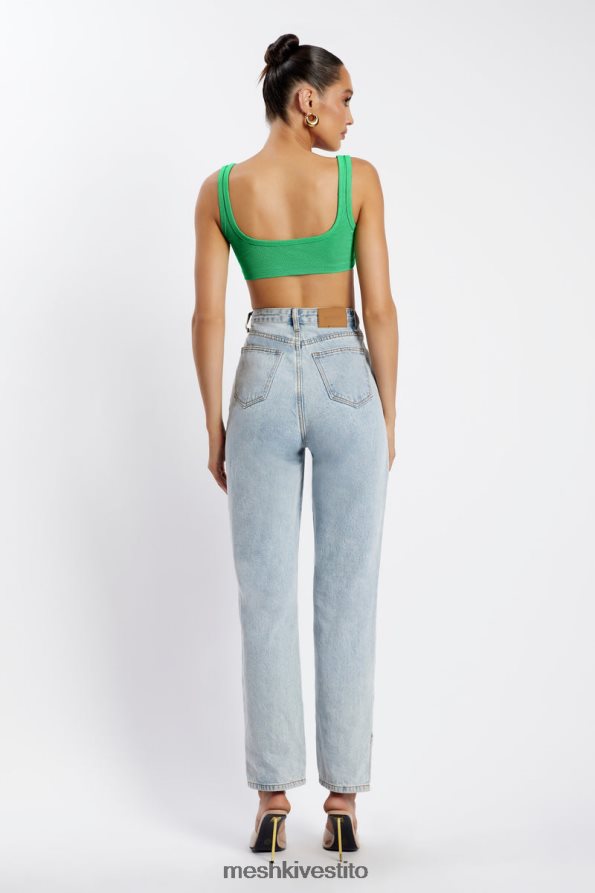 Meshki top corto jackie con scollo rotondo vestiario verde acceso 6L048P1157