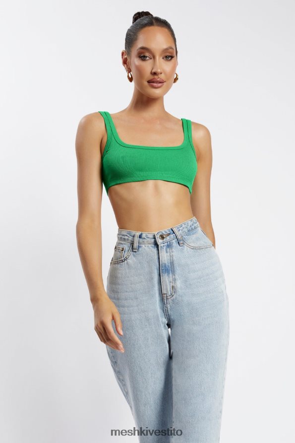 Meshki top corto jackie con scollo rotondo vestiario verde acceso 6L048P1157
