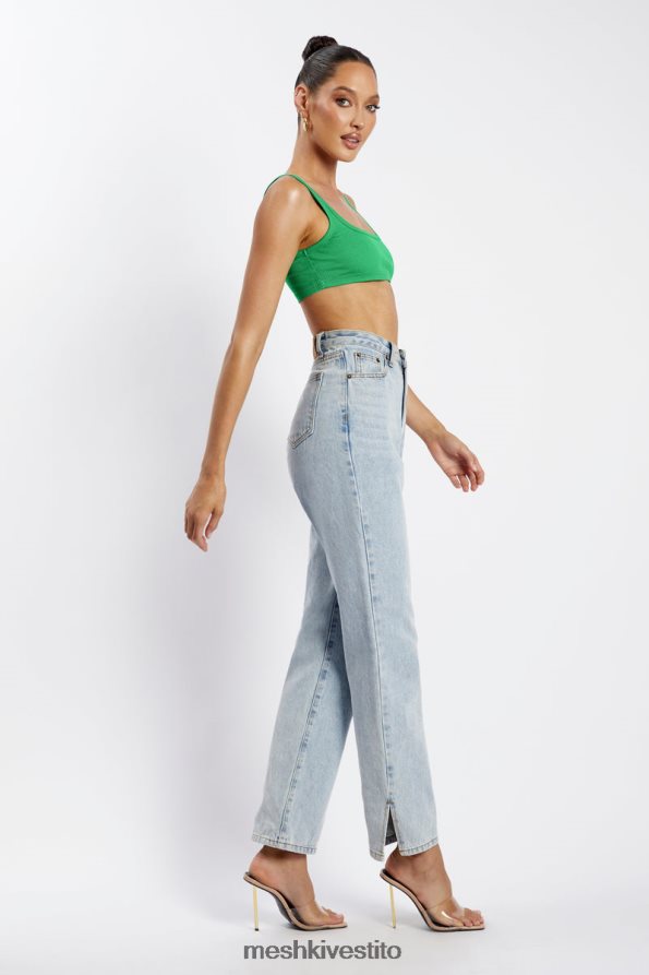 Meshki top corto jackie con scollo rotondo vestiario verde acceso 6L048P1157