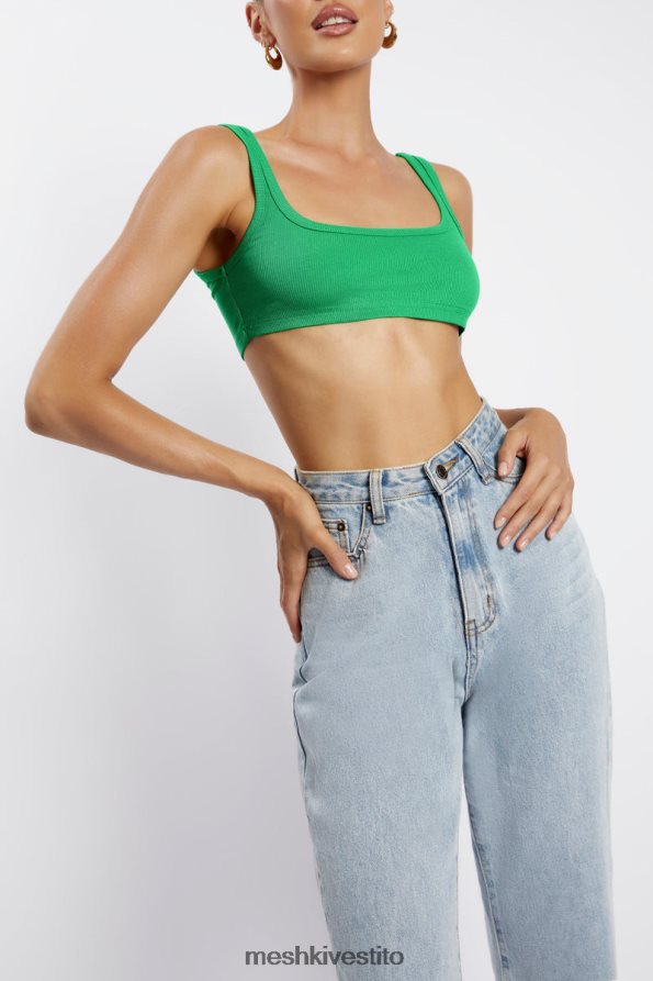 Meshki top corto jackie con scollo rotondo vestiario verde acceso 6L048P1157