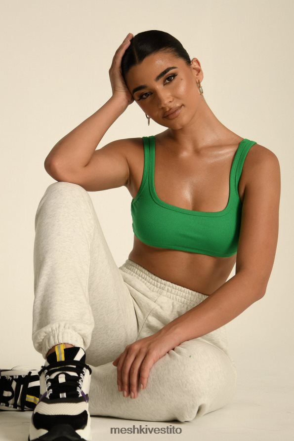 Meshki top corto jackie con scollo rotondo vestiario verde acceso 6L048P1157