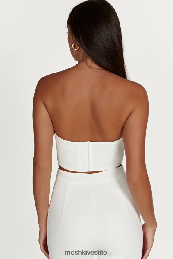 Meshki top corto paloma rosa vestiario bianco 6L048P868