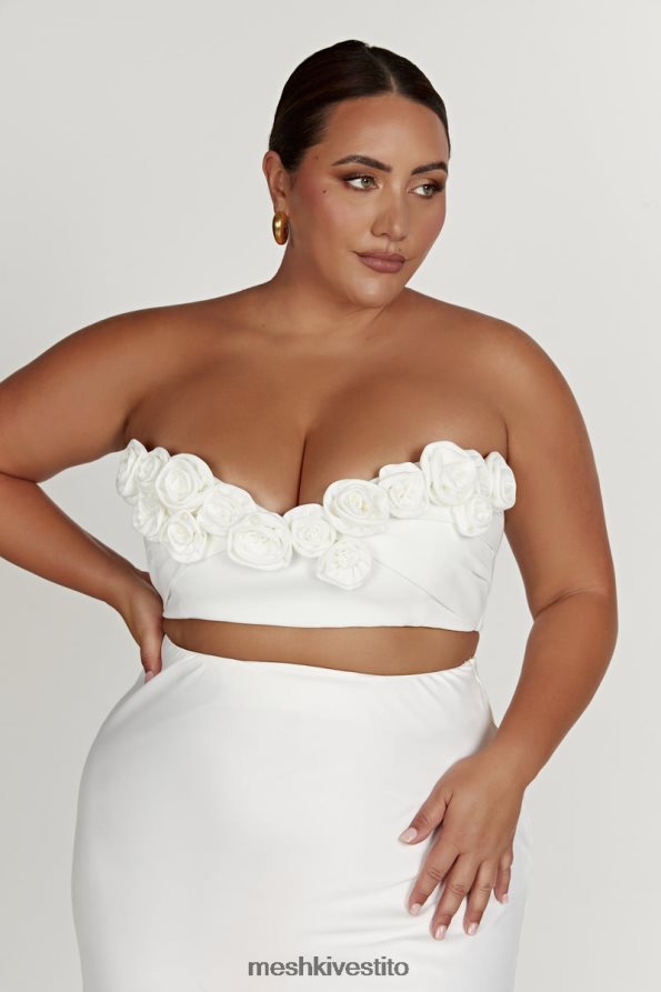 Meshki top corto paloma rosa vestiario bianco 6L048P868