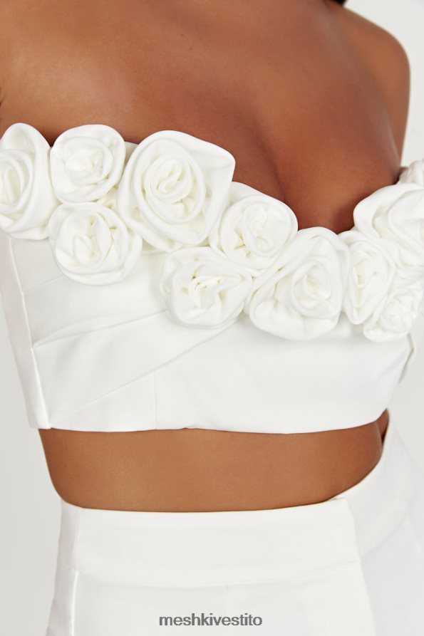 Meshki top corto paloma rosa vestiario bianco 6L048P868