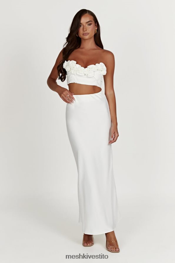 Meshki top corto paloma rosa vestiario bianco 6L048P868