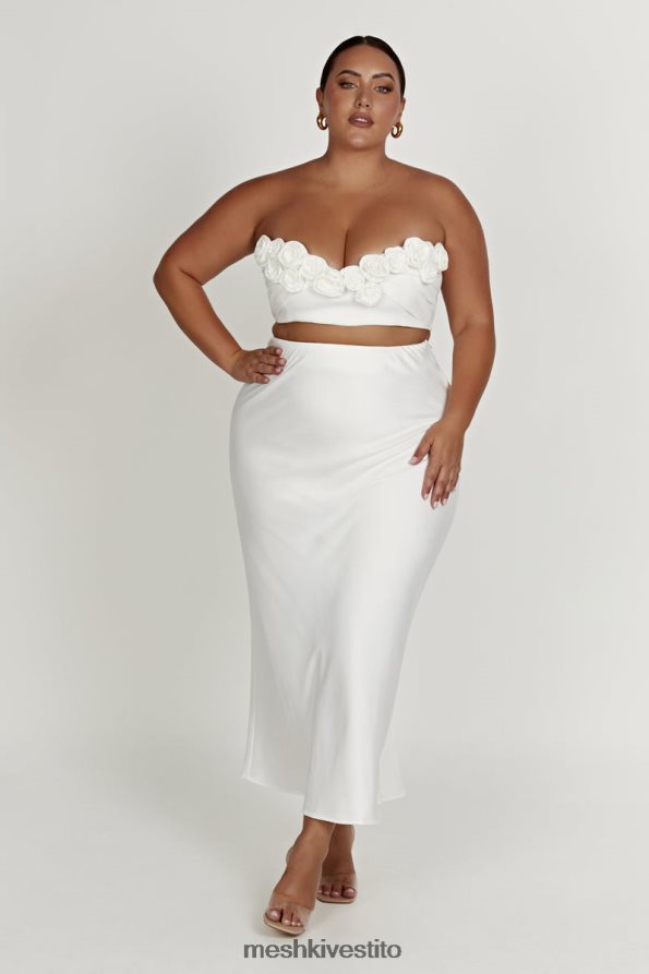 Meshki top corto paloma rosa vestiario bianco 6L048P868
