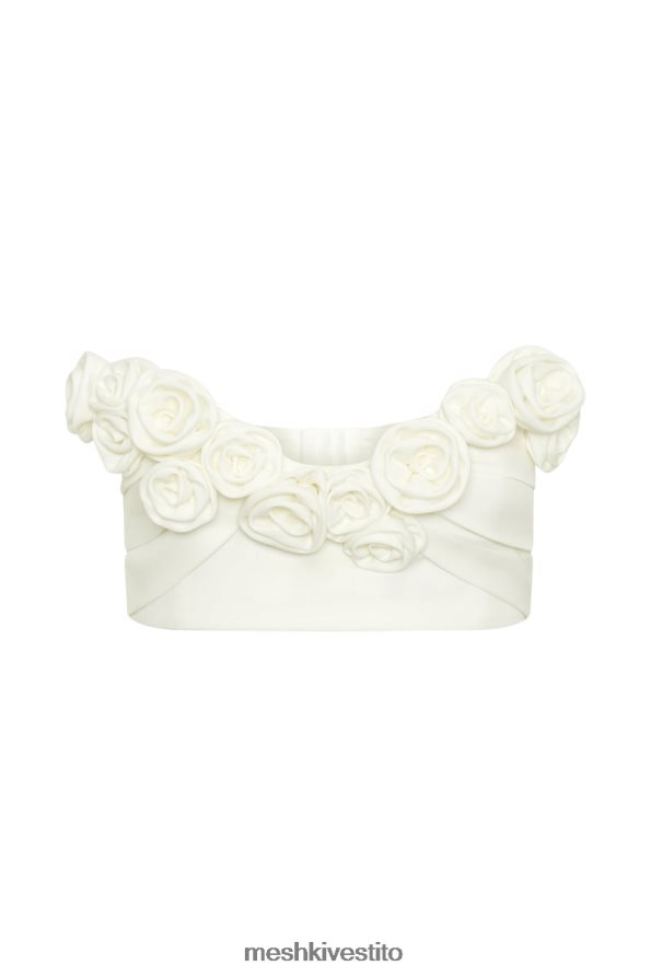 Meshki top corto paloma rosa vestiario bianco 6L048P868
