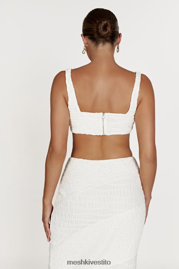 Meshki top corto testurizzato nyah vestiario bianco 6L048P900