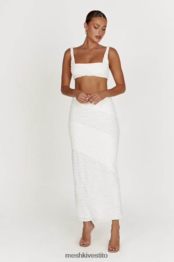 Meshki top corto testurizzato nyah vestiario bianco 6L048P900