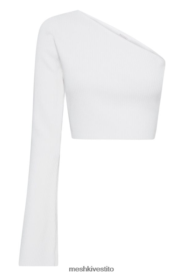 Meshki top rue corto con maniche svasate e monospalla vestiario bianco 6L048P974