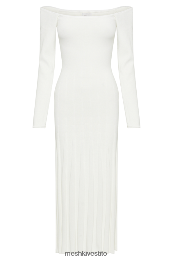 Meshki Abito midi Emmeline in maglia a coste a maniche lunghe vestiario bianco 6L048P76