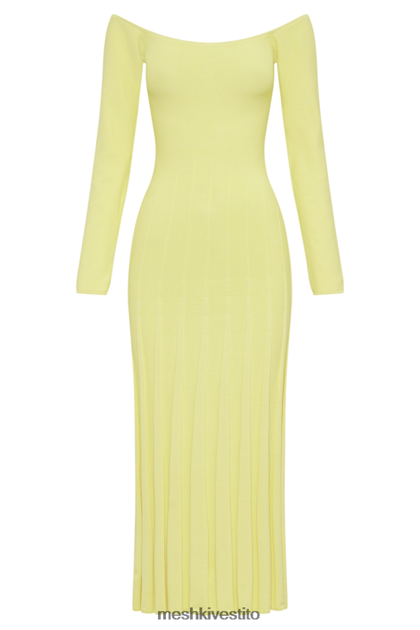 Meshki Abito midi Emmeline in maglia a coste a maniche lunghe vestiario limone 6L048P54