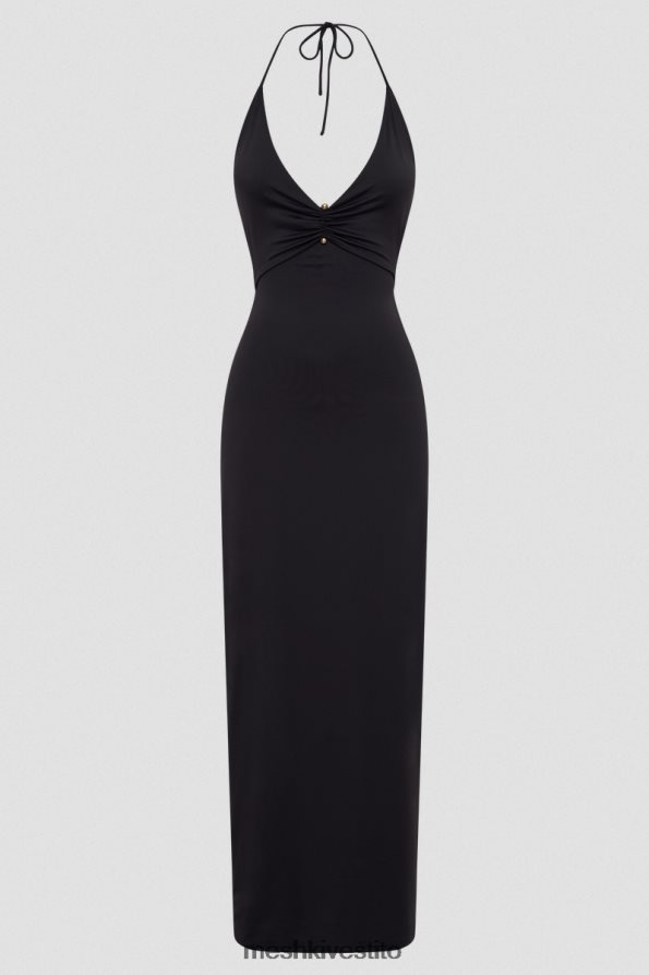 Meshki Abito midi Heidi in nylon riciclato con dettaglio spille vestiario nero 6L048P210
