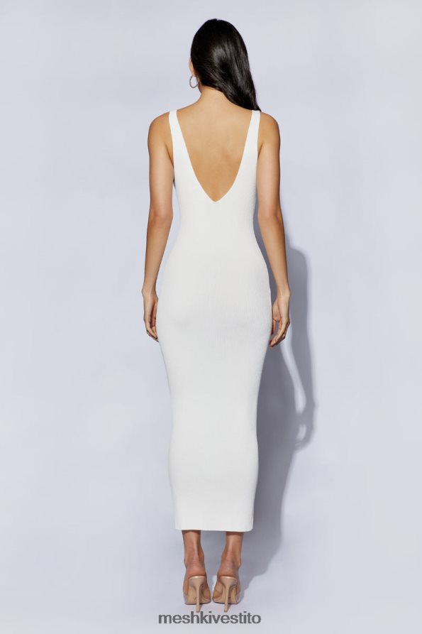 Meshki Abito midi Jodie con scollo a V vestiario bianco 6L048P443