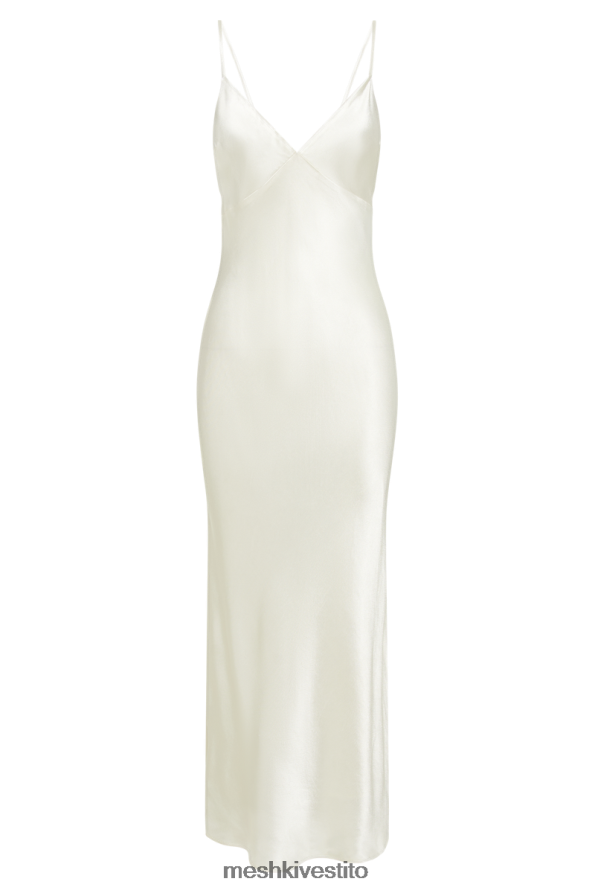 Meshki Abito midi Kiko in chiffon di raso vestiario avorio 6L048P43