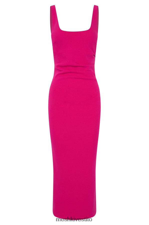 Meshki Abito midi Maria in crêpe con scollo quadrato vestiario fucsia 6L048P537