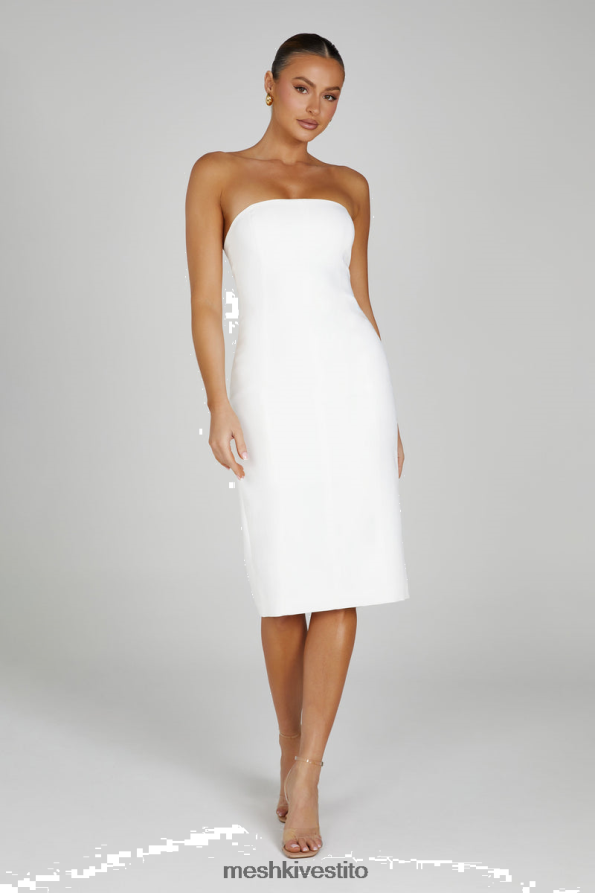 Meshki Abito midi Marianne in crêpe senza spalline vestiario bianco 6L048P144