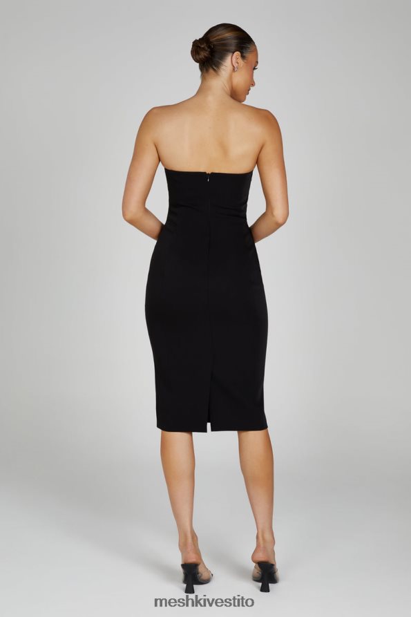 Meshki Abito midi Marianne in crêpe senza spalline vestiario nero 6L048P141