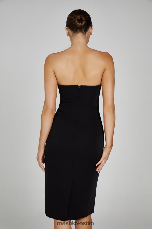 Meshki Abito midi Marianne in crêpe senza spalline vestiario nero 6L048P141