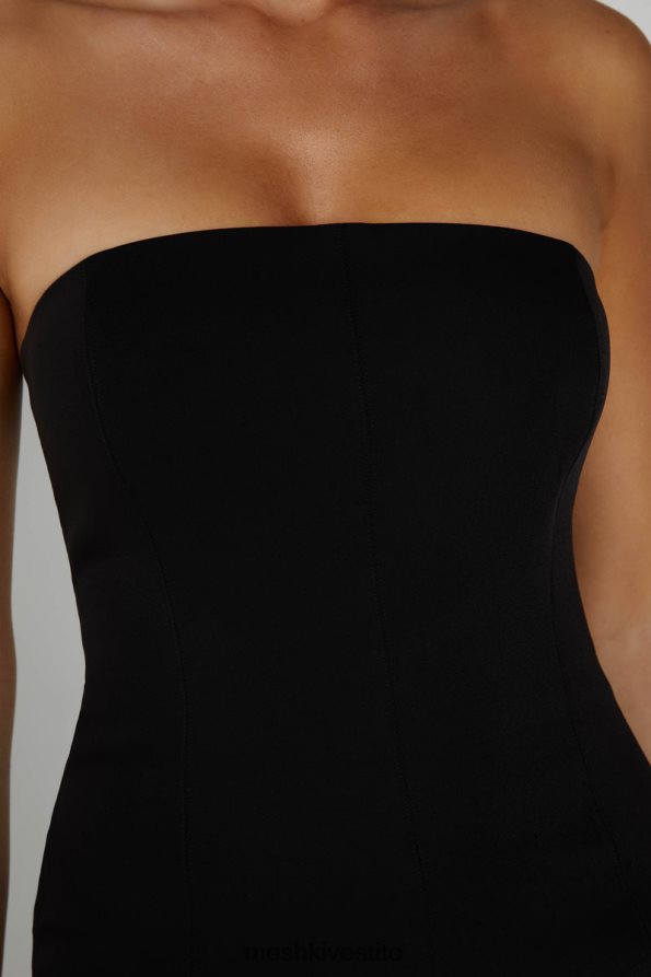 Meshki Abito midi Marianne in crêpe senza spalline vestiario nero 6L048P141