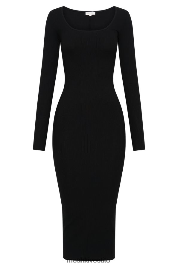 Meshki Abito midi Sierra con scollo rotondo e maniche lunghe vestiario nero 6L048P311