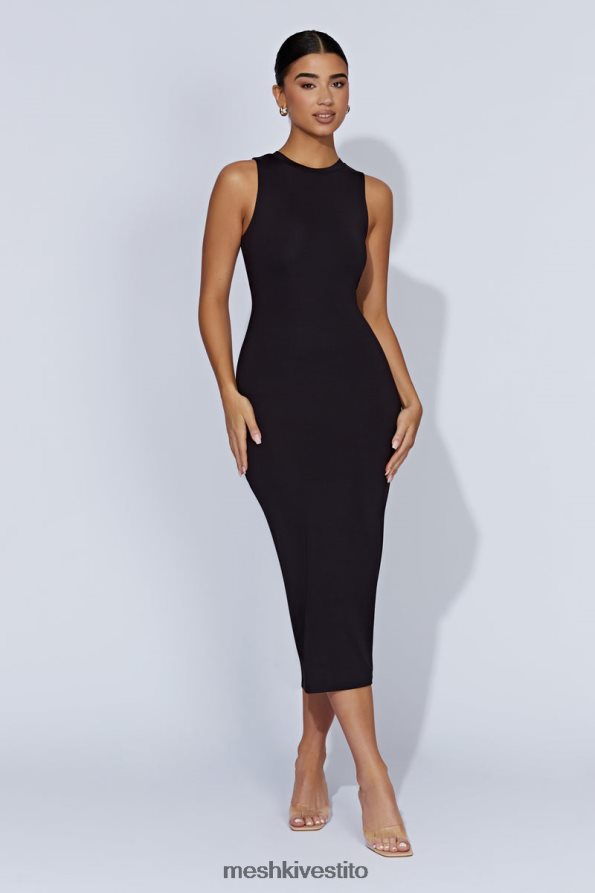 Meshki Abito midi a canotta senza maniche Jill vestiario nero 6L048P467