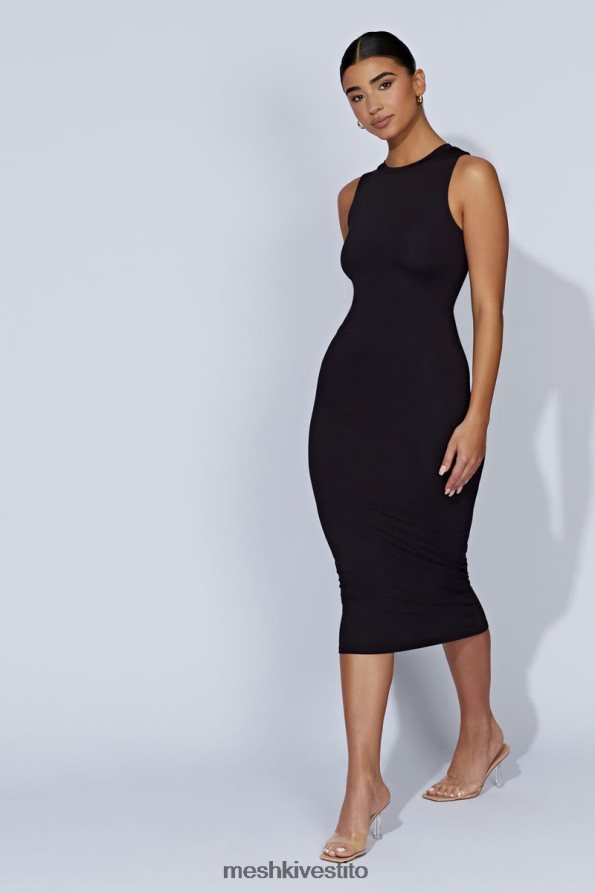 Meshki Abito midi a canotta senza maniche Jill vestiario nero 6L048P467