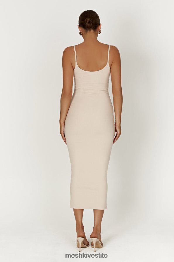 Meshki Abito midi a canottiera a coste Alexis vestiario crema 6L048P431