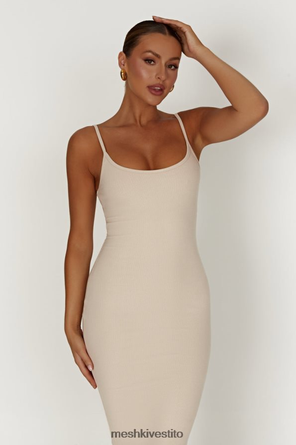 Meshki Abito midi a canottiera a coste Alexis vestiario crema 6L048P431