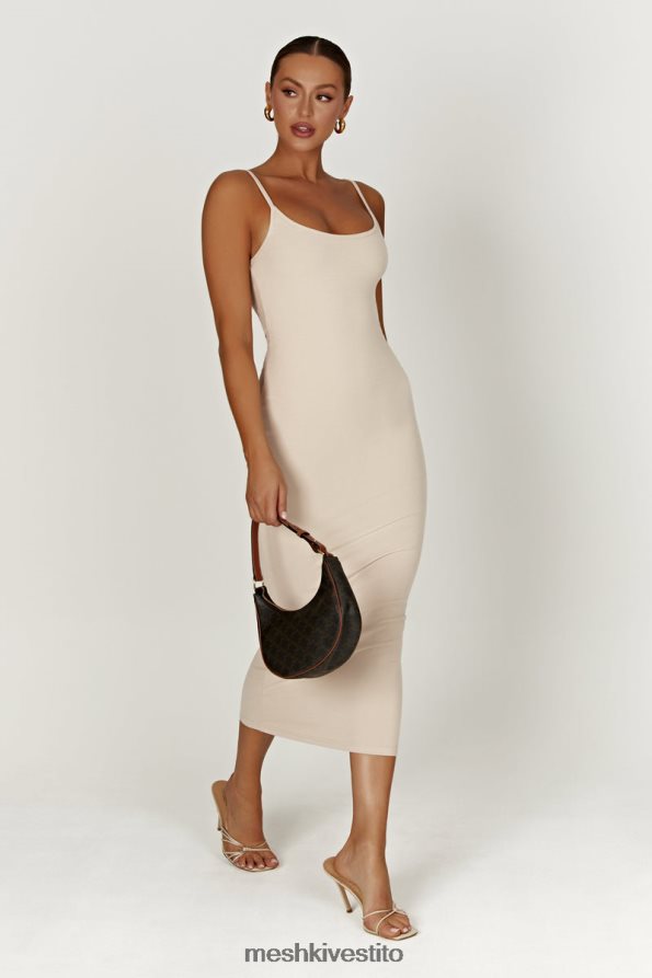 Meshki Abito midi a canottiera a coste Alexis vestiario crema 6L048P431