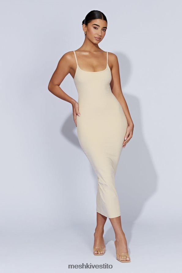 Meshki Abito midi a canottiera a coste Alexis vestiario crema 6L048P431