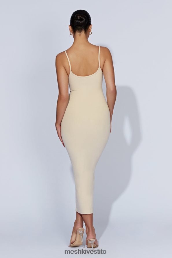Meshki Abito midi a canottiera a coste Alexis vestiario crema 6L048P431