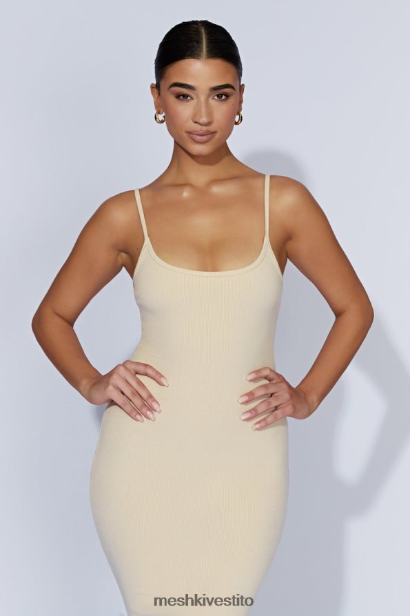 Meshki Abito midi a canottiera a coste Alexis vestiario crema 6L048P431