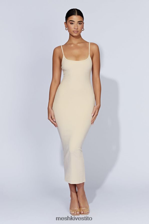Meshki Abito midi a canottiera a coste Alexis vestiario crema 6L048P431