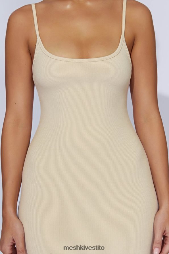 Meshki Abito midi a canottiera a coste Alexis vestiario crema 6L048P431