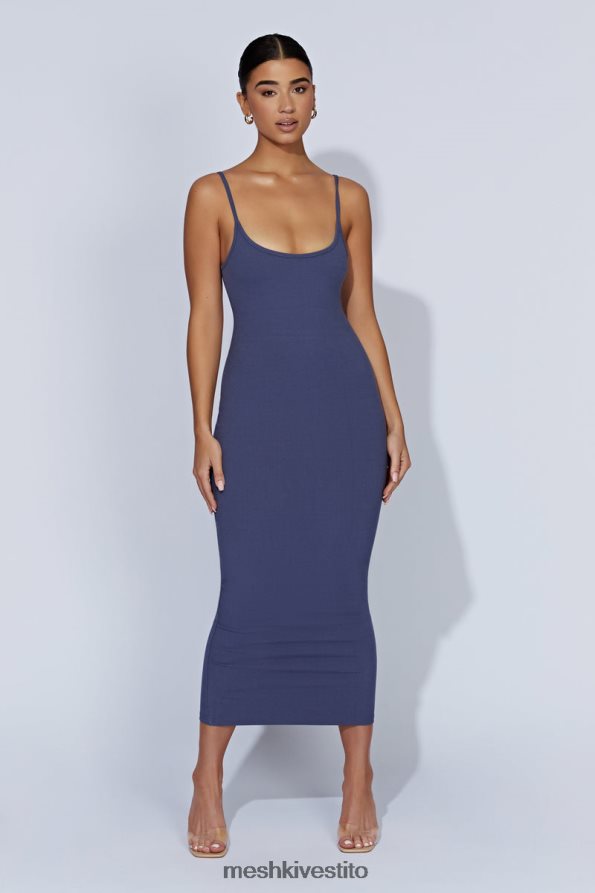 Meshki Abito midi a canottiera a coste Alexis vestiario marina di mezzanotte 6L048P331
