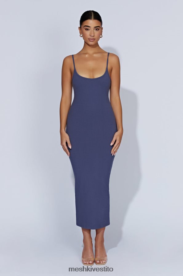Meshki Abito midi a canottiera a coste Alexis vestiario marina di mezzanotte 6L048P331