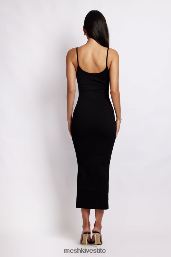 Meshki Abito midi a canottiera a coste Alexis vestiario nero 6L048P361