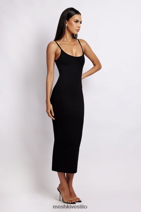 Meshki Abito midi a canottiera a coste Alexis vestiario nero 6L048P361