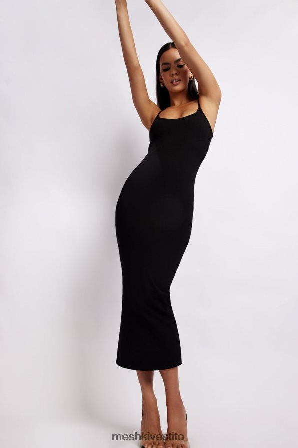 Meshki Abito midi a canottiera a coste Alexis vestiario nero 6L048P361