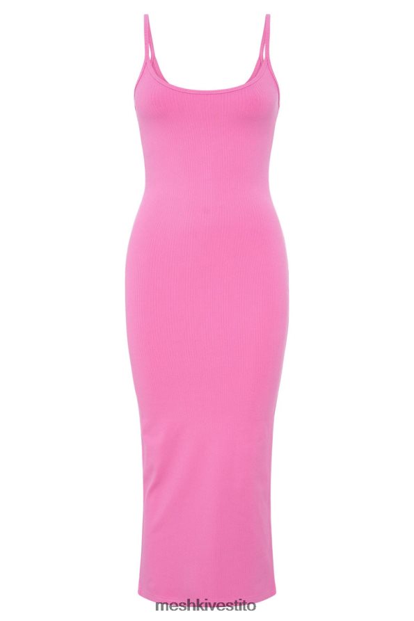 Meshki Abito midi a canottiera a coste Alexis vestiario rosa gomma da masticare 6L048P421