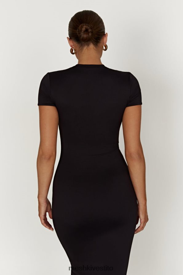 Meshki Abito midi a maniche corte in nylon riciclato Penny vestiario nero 6L048P349