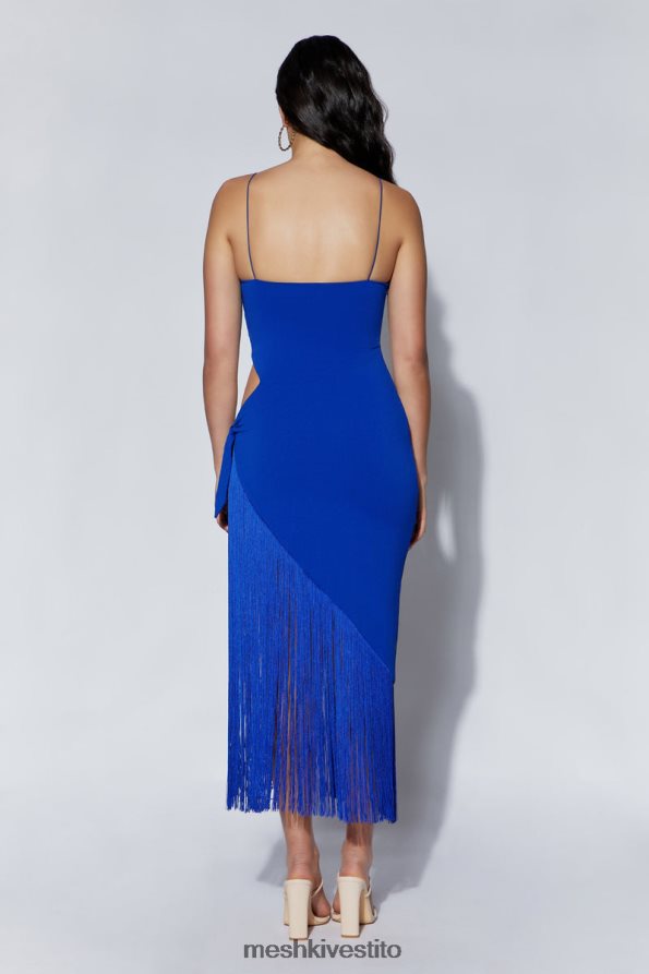 Meshki Abito midi a portafoglio Yasmin con frange vestiario blu persiano 6L048P515
