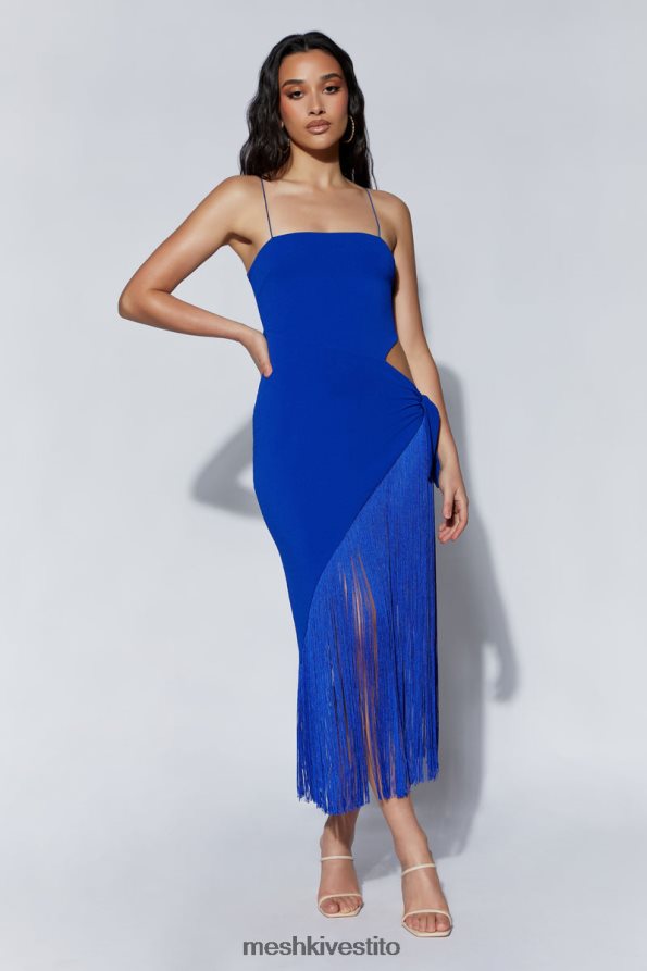 Meshki Abito midi a portafoglio Yasmin con frange vestiario blu persiano 6L048P515