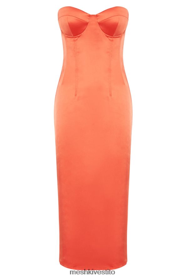 Meshki Abito midi aderente con coppe Bryony vestiario corallo 6L048P370
