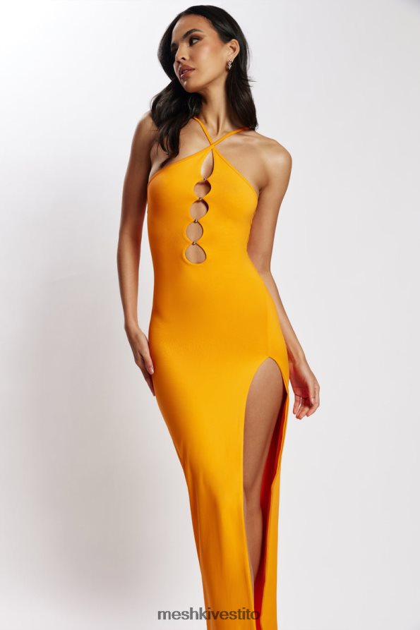 Meshki Abito midi allacciato alla caviglia con perline vestiario mandarino 6L048P731