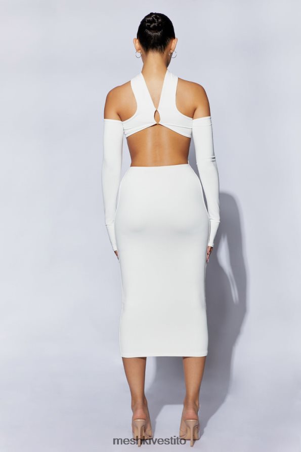 Meshki Abito midi con colletto demie e guanti senza dita vestiario bianco 6L048P704
